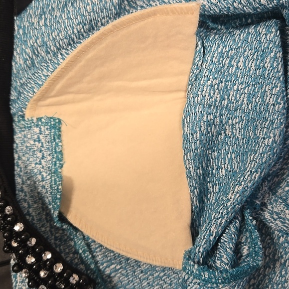 Misook-Open Cardigan Hook Closure Long Sleeve Knit Beaded Blue-Size Small - Picture 13 of 17